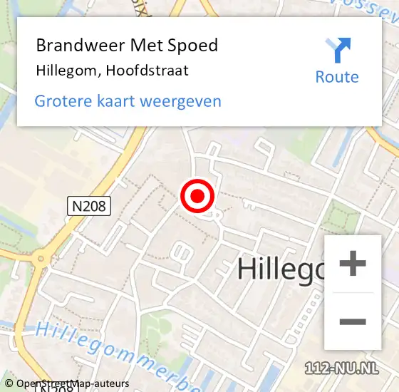 Locatie op kaart van de 112 melding: Brandweer Met Spoed Naar Hillegom, Hoofdstraat op 8 augustus 2015 07:23