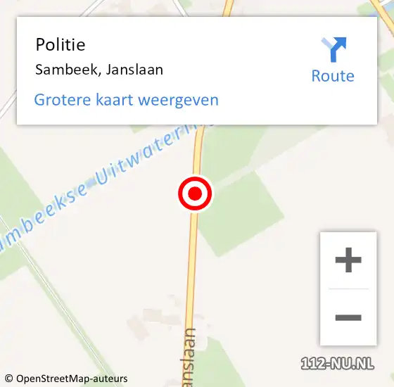 Locatie op kaart van de 112 melding: Politie Sambeek, Janslaan op 8 augustus 2015 07:34