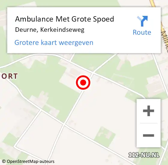 Locatie op kaart van de 112 melding: Ambulance Met Grote Spoed Naar Deurne, Kerkeindseweg op 8 augustus 2015 07:40