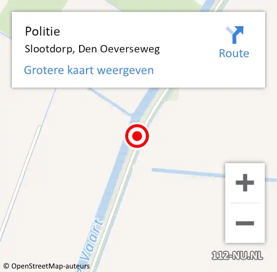 Locatie op kaart van de 112 melding: Politie Slootdorp, Den Oeverseweg op 8 augustus 2015 07:57