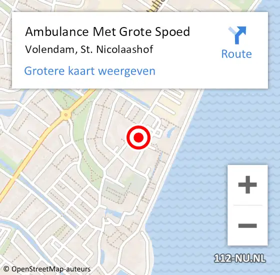 Locatie op kaart van de 112 melding: Ambulance Met Grote Spoed Naar Volendam, St. Nicolaashof op 8 augustus 2015 07:59