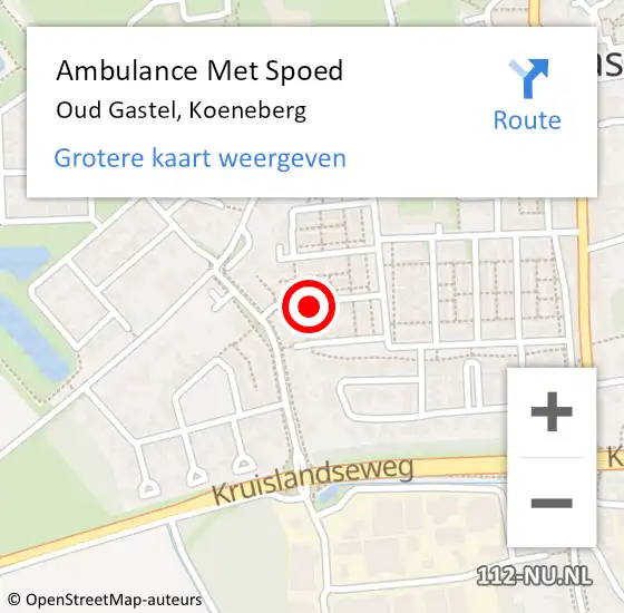 Locatie op kaart van de 112 melding: Ambulance Met Spoed Naar Oud Gastel, Koeneberg op 8 augustus 2015 08:31