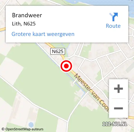 Locatie op kaart van de 112 melding: Brandweer Lith, N625 op 16 november 2013 17:08