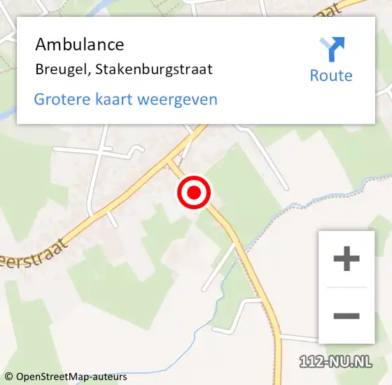 Locatie op kaart van de 112 melding: Ambulance Breugel, Stakenburgstraat op 8 augustus 2015 10:01