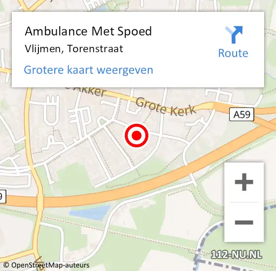 Locatie op kaart van de 112 melding: Ambulance Met Spoed Naar Vlijmen, Torenstraat op 8 augustus 2015 10:01