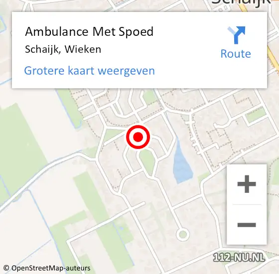 Locatie op kaart van de 112 melding: Ambulance Met Spoed Naar Schaijk, Wieken op 8 augustus 2015 10:01