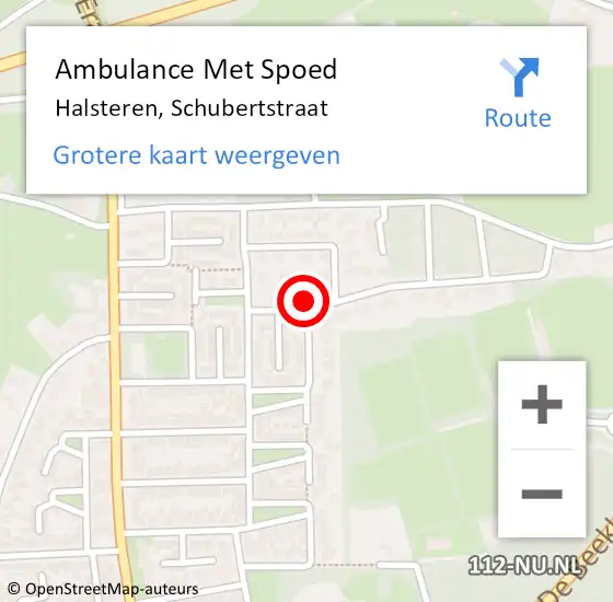 Locatie op kaart van de 112 melding: Ambulance Met Spoed Naar Halsteren, Schubertstraat op 8 augustus 2015 11:34