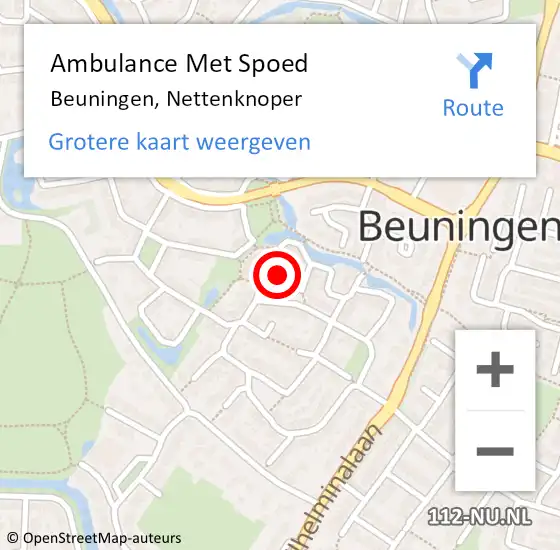 Locatie op kaart van de 112 melding: Ambulance Met Spoed Naar Beuningen, Nettenknoper op 16 november 2013 17:20