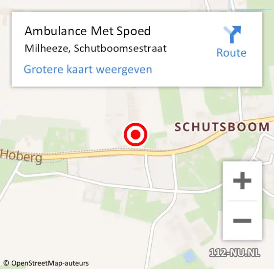 Locatie op kaart van de 112 melding: Ambulance Met Spoed Naar Milheeze, Schutboomsestraat op 8 augustus 2015 11:41