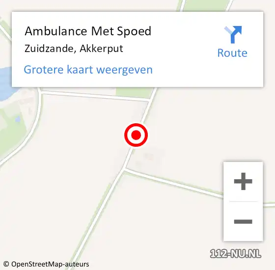 Locatie op kaart van de 112 melding: Ambulance Met Spoed Naar Zuidzande, Akkerput op 8 augustus 2015 11:44