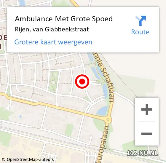 Locatie op kaart van de 112 melding: Ambulance Met Grote Spoed Naar Rijen, van Glabbeekstraat op 8 augustus 2015 12:36