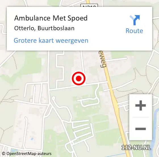 Locatie op kaart van de 112 melding: Ambulance Met Spoed Naar Otterlo, Buurtboslaan op 8 augustus 2015 13:04
