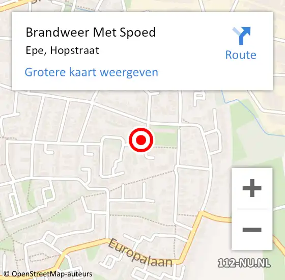 Locatie op kaart van de 112 melding: Brandweer Met Spoed Naar Epe, Hopstraat op 8 augustus 2015 14:23