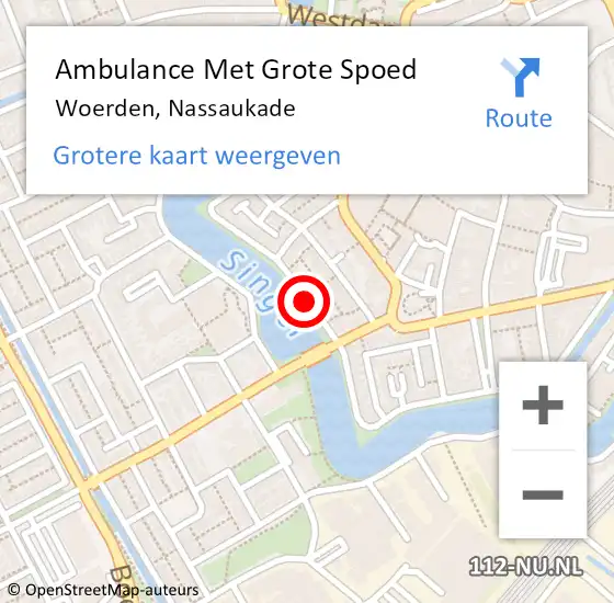 Locatie op kaart van de 112 melding: Ambulance Met Grote Spoed Naar Woerden, Nassaukade op 8 augustus 2015 14:33