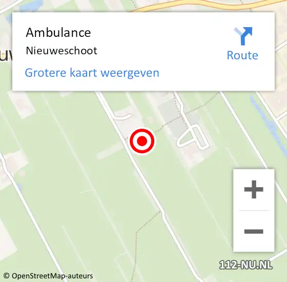 Locatie op kaart van de 112 melding: Ambulance Nieuweschoot op 8 augustus 2015 14:47