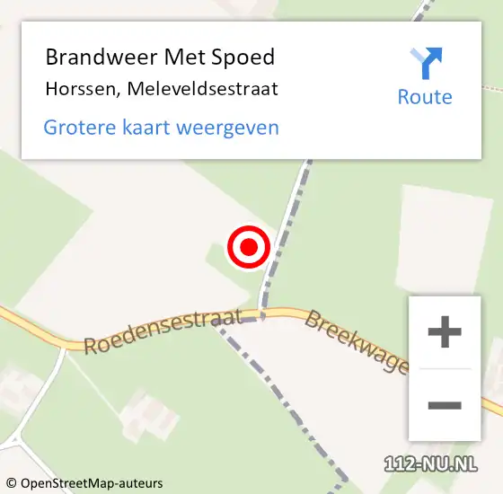 Locatie op kaart van de 112 melding: Brandweer Met Spoed Naar Horssen, Meleveldsestraat op 8 augustus 2015 14:53