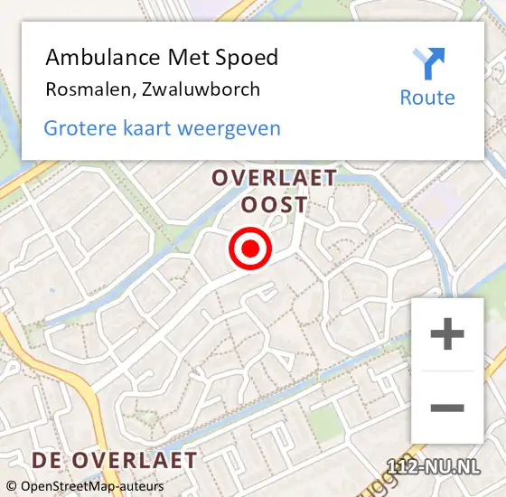 Locatie op kaart van de 112 melding: Ambulance Met Spoed Naar Rosmalen, Zwaluwborch op 8 augustus 2015 15:06