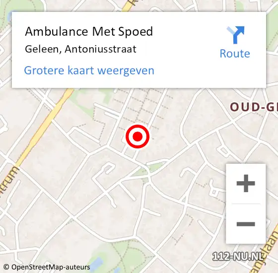 Locatie op kaart van de 112 melding: Ambulance Met Spoed Naar Geleen, Antoniusstraat op 8 augustus 2015 15:18