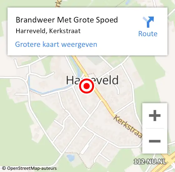 Locatie op kaart van de 112 melding: Brandweer Met Grote Spoed Naar Harreveld, Kerkstraat op 8 augustus 2015 15:46