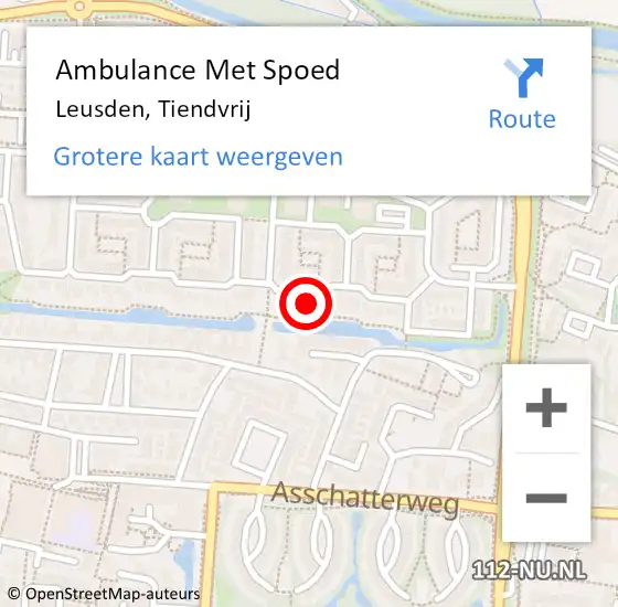 Locatie op kaart van de 112 melding: Ambulance Met Spoed Naar Leusden, Tiendvrij op 8 augustus 2015 15:52