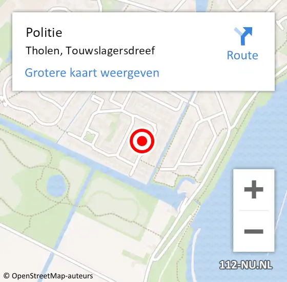 Locatie op kaart van de 112 melding: Politie Tholen, Touwslagersdreef op 16 november 2013 17:51