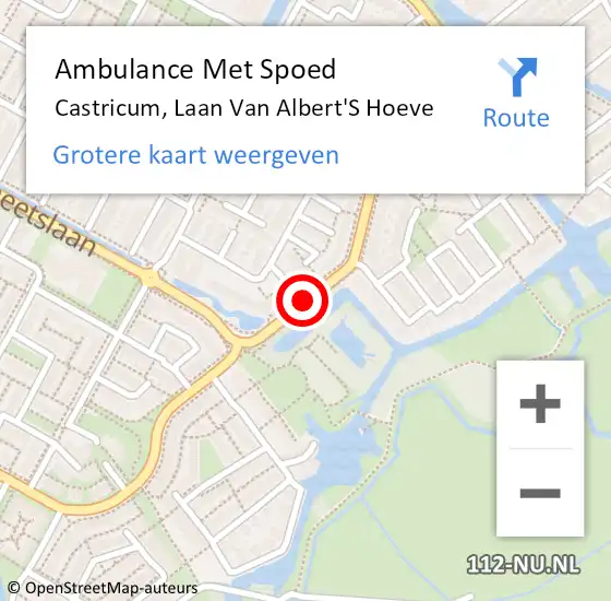 Locatie op kaart van de 112 melding: Ambulance Met Spoed Naar Castricum, Laan Van Albert'S Hoeve op 8 augustus 2015 16:45