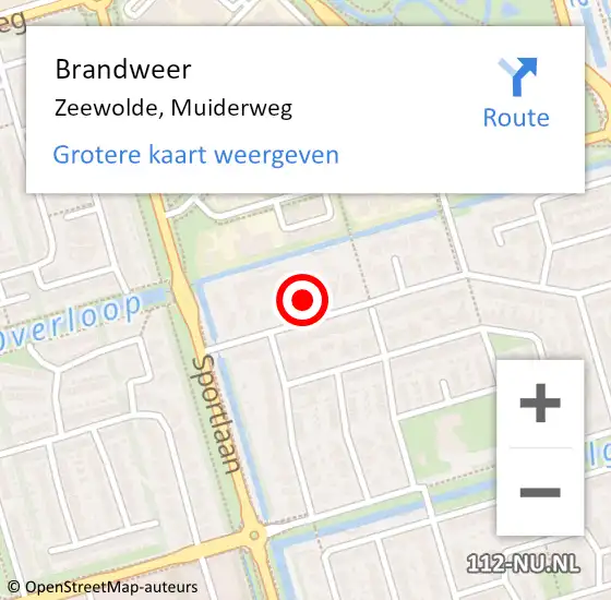 Locatie op kaart van de 112 melding: Brandweer Zeewolde, Muiderweg op 8 augustus 2015 17:36