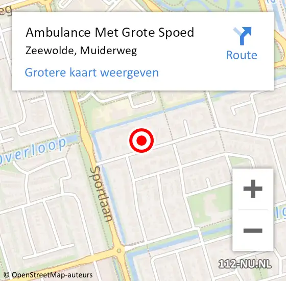 Locatie op kaart van de 112 melding: Ambulance Met Grote Spoed Naar Zeewolde, Muiderweg op 8 augustus 2015 17:36