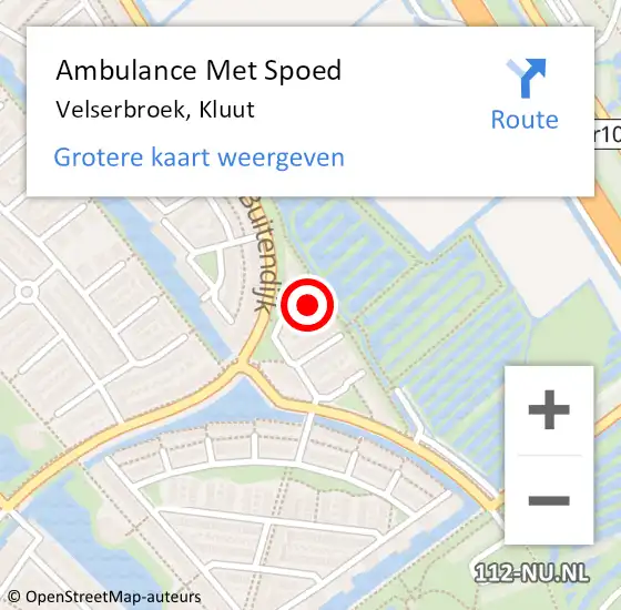 Locatie op kaart van de 112 melding: Ambulance Met Spoed Naar Velserbroek, Kluut op 8 augustus 2015 17:58