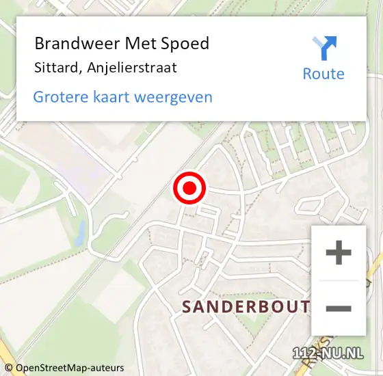 Locatie op kaart van de 112 melding: Brandweer Met Spoed Naar Sittard, Anjelierstraat op 8 augustus 2015 18:51