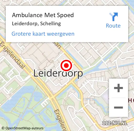 Locatie op kaart van de 112 melding: Ambulance Met Spoed Naar Leiderdorp, Schelling op 16 november 2013 18:10