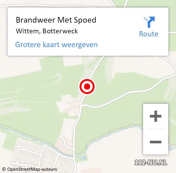 Locatie op kaart van de 112 melding: Brandweer Met Spoed Naar Wittem, Botterweck op 8 augustus 2015 19:24