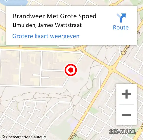 Locatie op kaart van de 112 melding: Brandweer Met Grote Spoed Naar IJmuiden, James Wattstraat op 8 augustus 2015 19:34