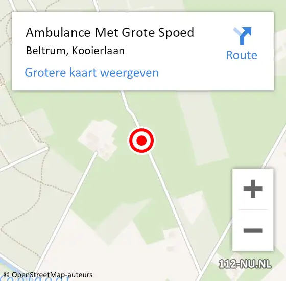 Locatie op kaart van de 112 melding: Ambulance Met Grote Spoed Naar Beltrum, Kooierlaan op 8 augustus 2015 20:14