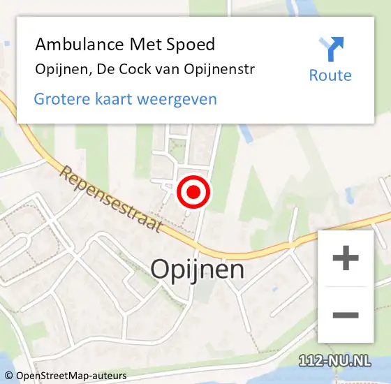 Locatie op kaart van de 112 melding: Ambulance Met Spoed Naar Opijnen, De Cock van Opijnenstr op 8 augustus 2015 20:50