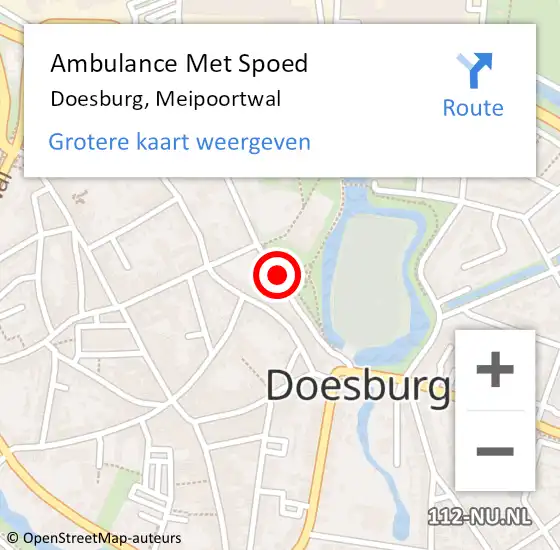Locatie op kaart van de 112 melding: Ambulance Met Spoed Naar Doesburg, Meipoortwal op 8 augustus 2015 22:05