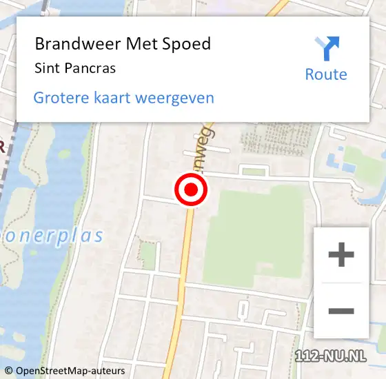 Locatie op kaart van de 112 melding: Brandweer Met Spoed Naar Sint Pancras op 8 augustus 2015 23:33