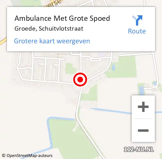 Locatie op kaart van de 112 melding: Ambulance Met Grote Spoed Naar Groede, Schuitvlotstraat op 9 augustus 2015 00:52