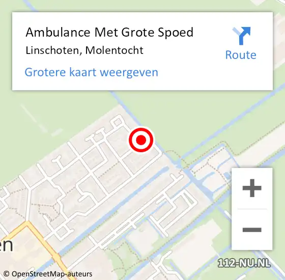 Locatie op kaart van de 112 melding: Ambulance Met Grote Spoed Naar Linschoten, Molentocht op 9 augustus 2015 01:12