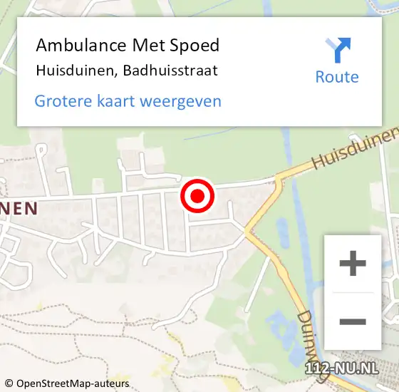 Locatie op kaart van de 112 melding: Ambulance Met Spoed Naar Huisduinen, Badhuisstraat op 9 augustus 2015 02:24