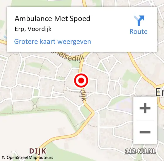 Locatie op kaart van de 112 melding: Ambulance Met Spoed Naar Erp, Voordijk op 9 augustus 2015 03:07