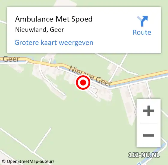 Locatie op kaart van de 112 melding: Ambulance Met Spoed Naar Nieuwland, Geer op 9 augustus 2015 03:23