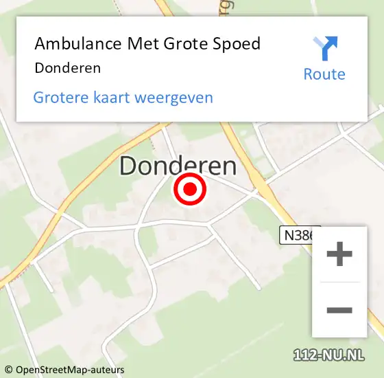 Locatie op kaart van de 112 melding: Ambulance Met Grote Spoed Naar Donderen op 9 augustus 2015 06:36