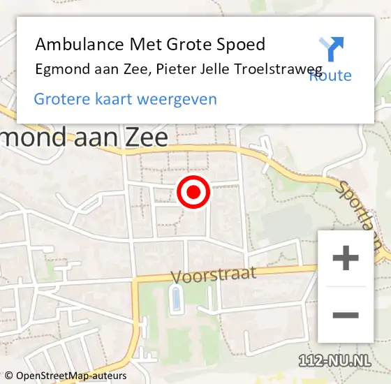 Locatie op kaart van de 112 melding: Ambulance Met Grote Spoed Naar Egmond aan Zee, Pieter Jelle Troelstraweg op 9 augustus 2015 07:43