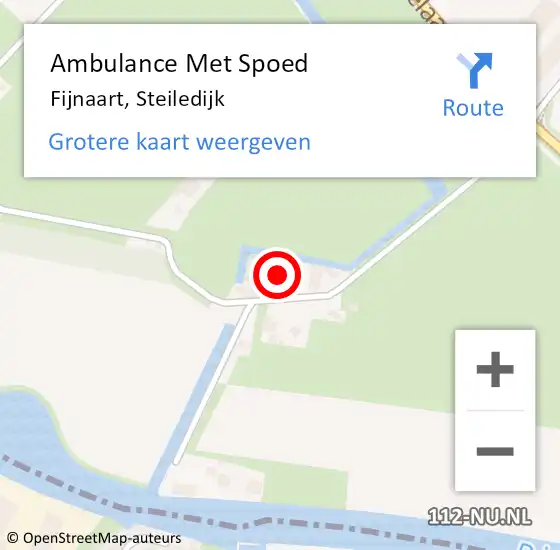 Locatie op kaart van de 112 melding: Ambulance Met Spoed Naar Fijnaart, Steiledijk op 9 augustus 2015 09:16