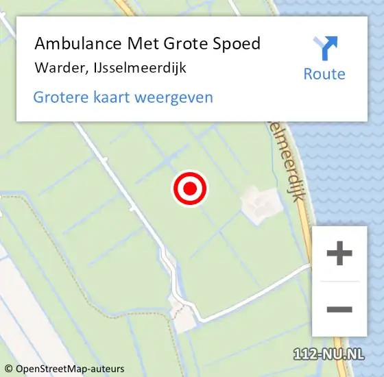 Locatie op kaart van de 112 melding: Ambulance Met Grote Spoed Naar Warder, IJsselmeerdijk op 9 augustus 2015 09:23