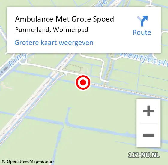 Locatie op kaart van de 112 melding: Ambulance Met Grote Spoed Naar Purmerland, Wormerpad op 9 augustus 2015 10:48