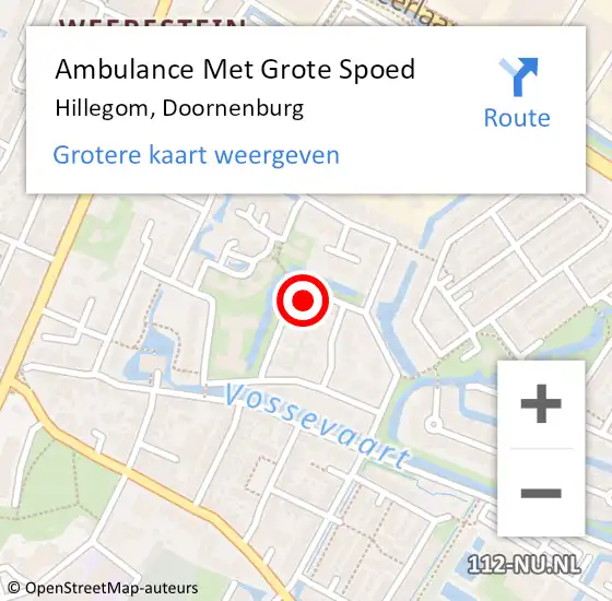 Locatie op kaart van de 112 melding: Ambulance Met Grote Spoed Naar Hillegom, Doornenburg op 9 augustus 2015 10:51