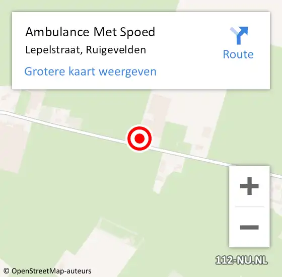 Locatie op kaart van de 112 melding: Ambulance Met Spoed Naar Lepelstraat, Ruigevelden op 9 augustus 2015 12:14