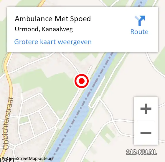 Locatie op kaart van de 112 melding: Ambulance Met Spoed Naar Urmond, Kanaalweg op 9 augustus 2015 13:17